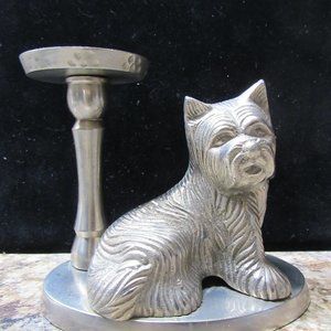 Scotty Dog  Metallic Candle Holder/Made in India